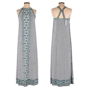 Max Studio Teal Boho Racerback Beachy Vacation Maxi Dress Size S NWT